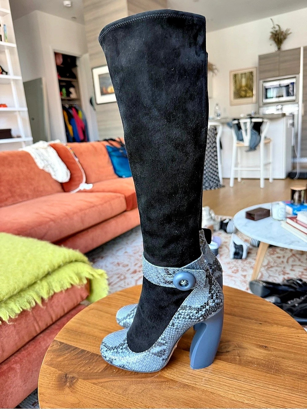 Prada FW 2011 Runway / EU 39 / Black Suede & Blue Snakeskin print